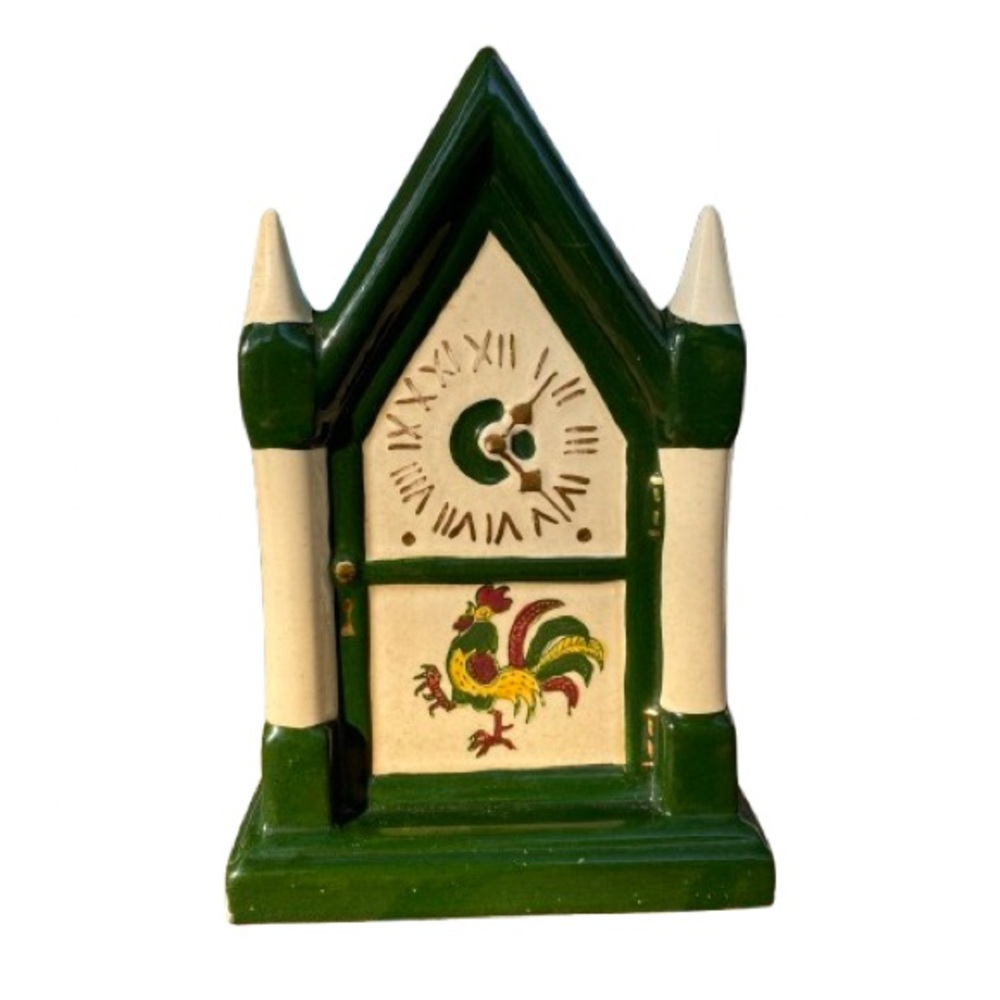 VTG Metlox Wall Pocket Poppytrail Provincial Steeple Clock & Rooster Farmhouse